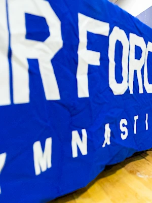 A blue banner with 